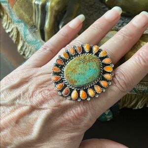 Navajo Spiney Oyster Cluster Adjustable Ring
